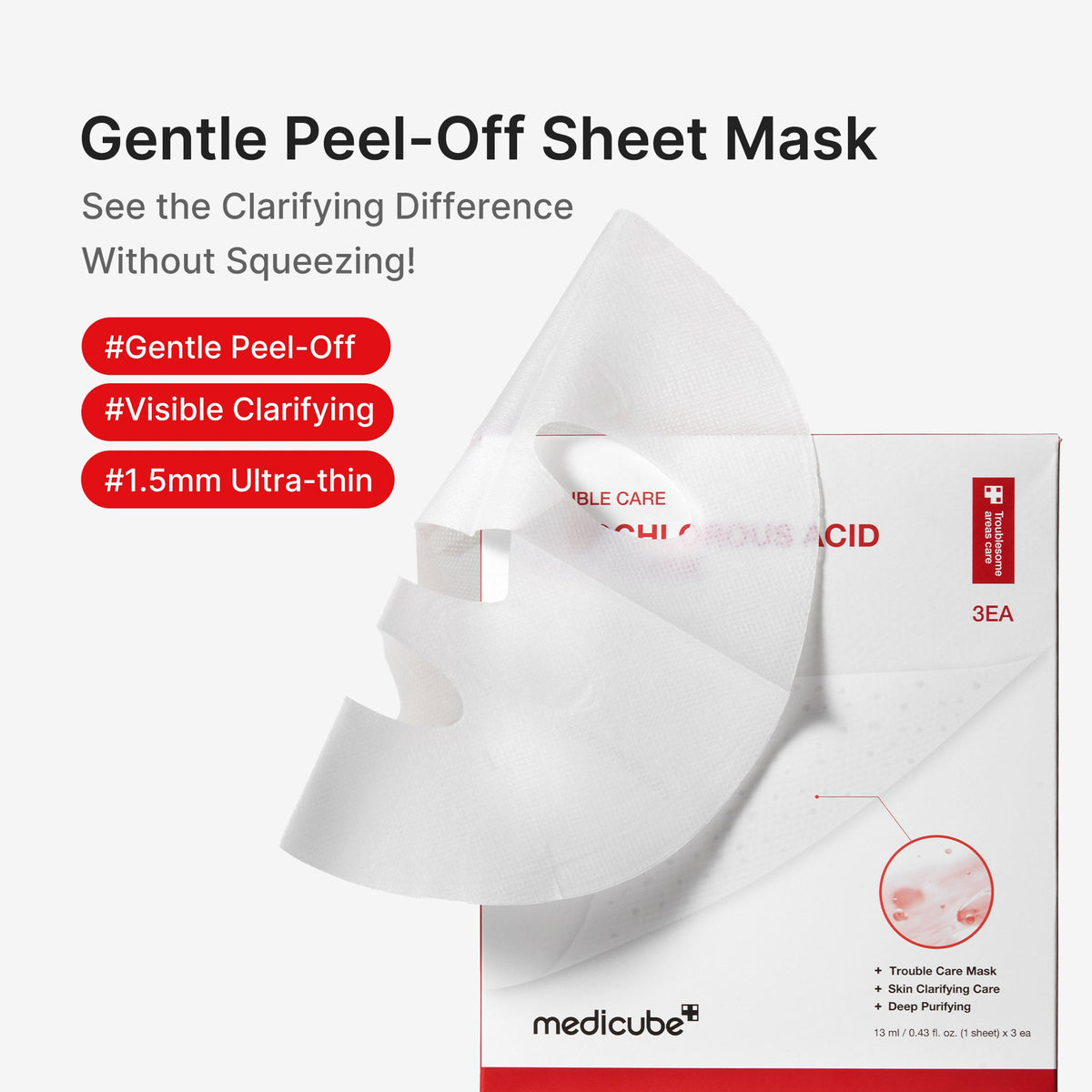 Medicube Hypochlorous Acid Peel Mask — 3 × 13 ml — foto oficial da marca