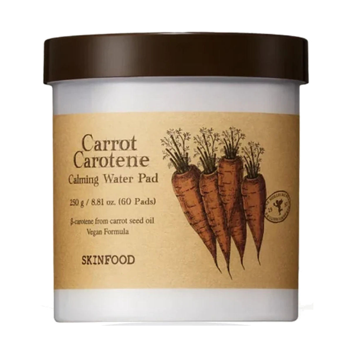 SKINFOOD Carrot Carotene Calming Water Pad 60 discos 250 g — foto principal em fundo branco