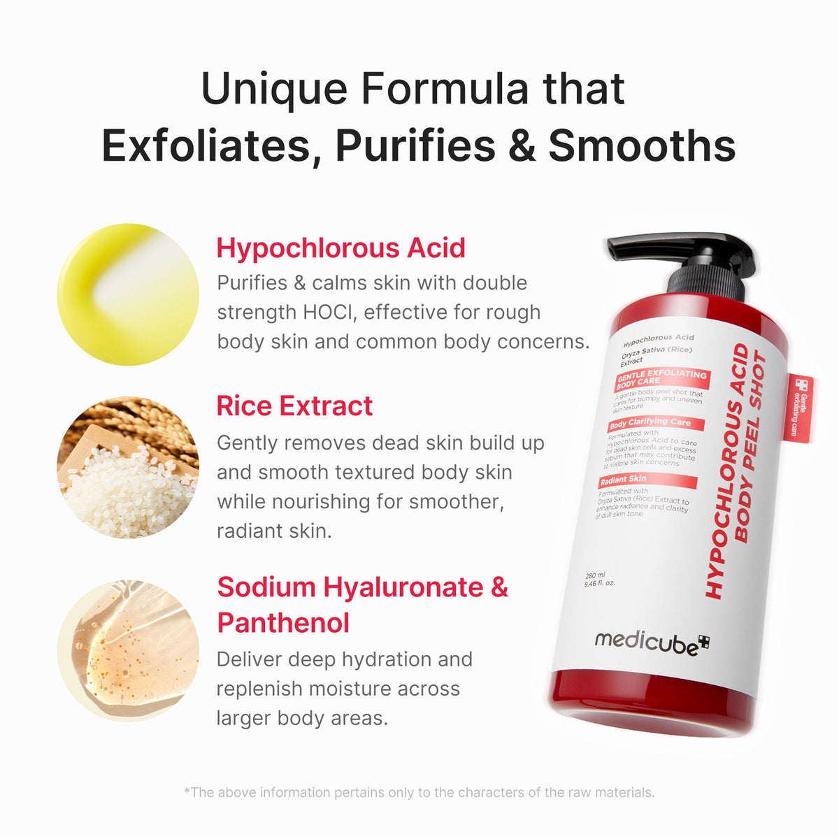 Medicube Hypochlorous Acid Rice Body Peel Shot — Esfoliante corporal 280 ml — foto oficial da marca
