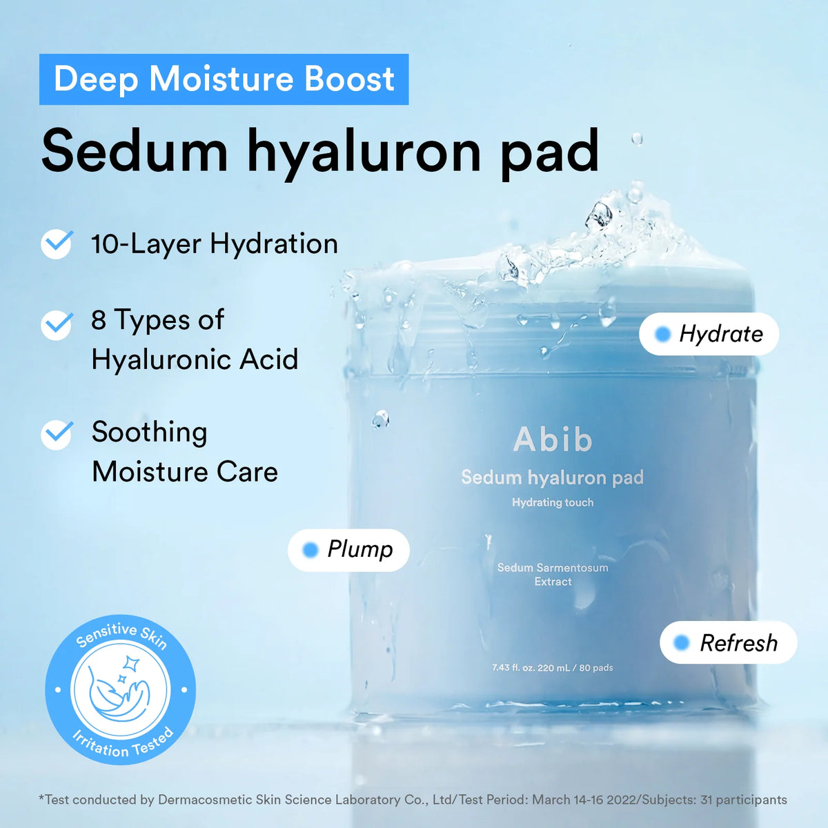 Abib Sedum Hyaluron Pad Hydrating Touch 220 ml com 80 discos — imagem oficial de hidratação