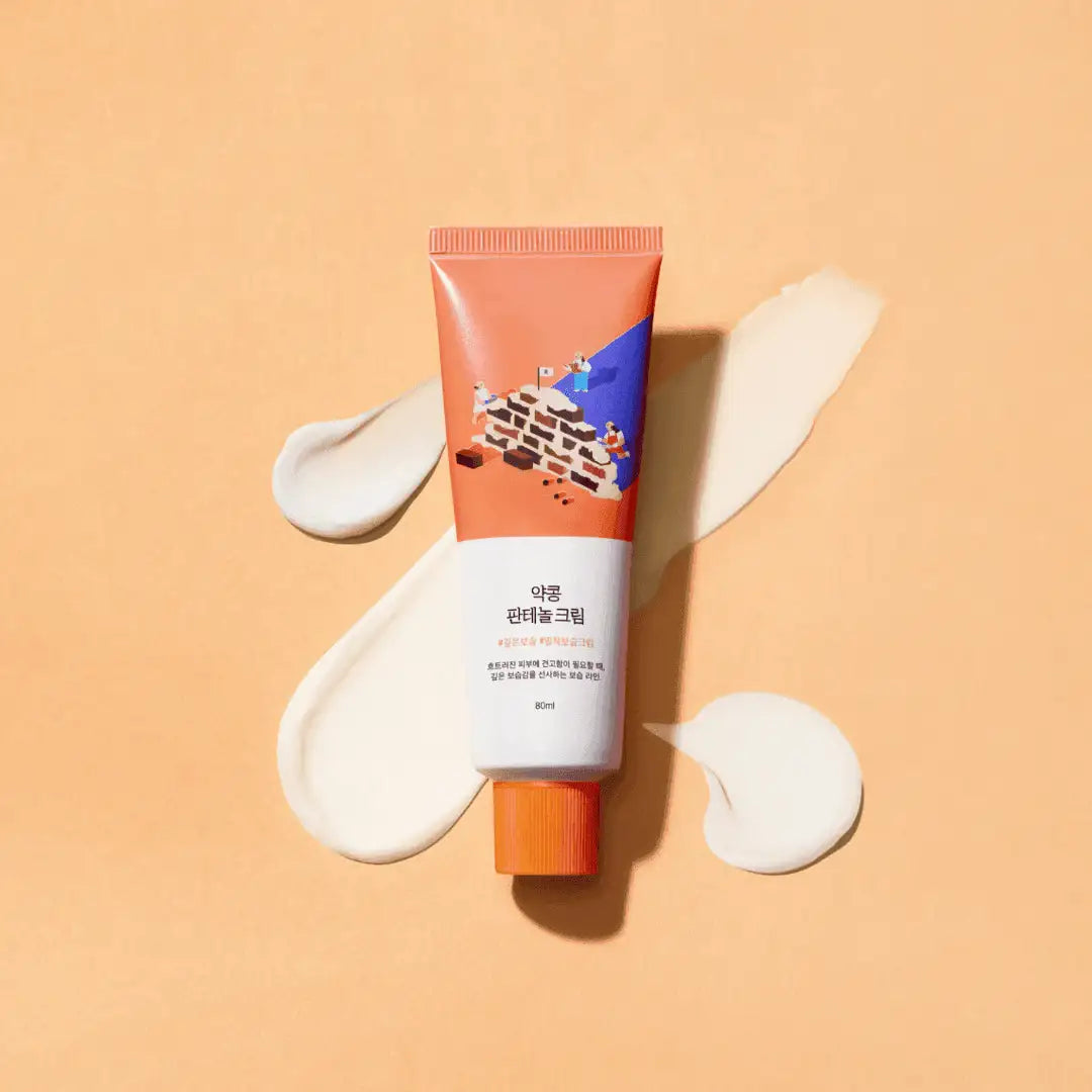 ROUND LAB Soybean Panthenol Cream 80 ml — embalagem frontal com textura cremosa