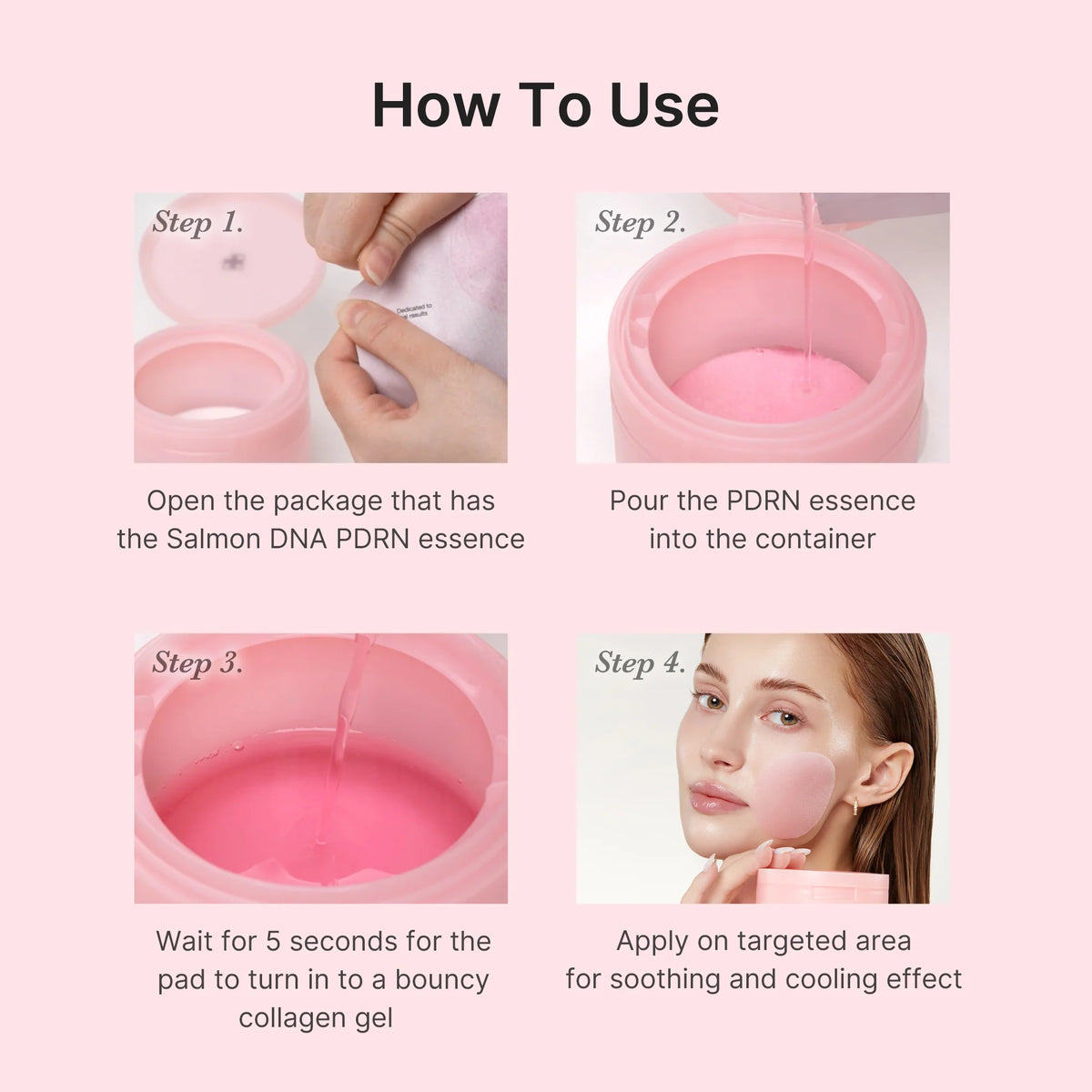 Medicube PDRN Pink Collagen Gel Toner Pad — sequência oficial de preparo e aplicação dos discos
