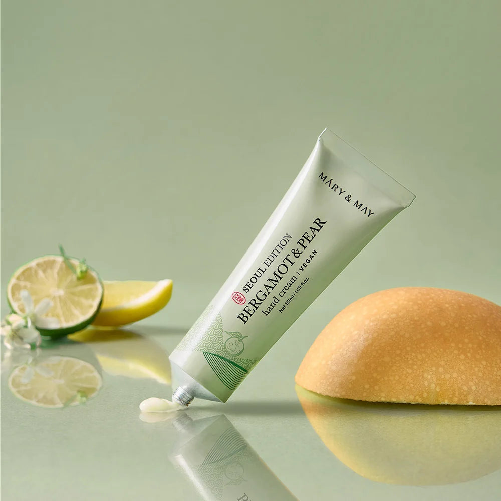 Mary&May Bergamot & Pear Hand Cream 50 ml — detalhe oficial da embalagem