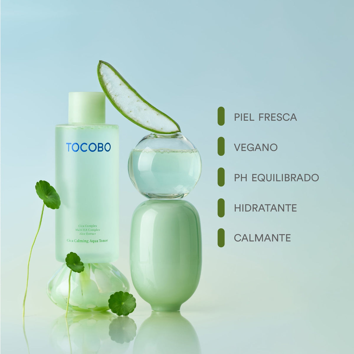 Tocobo Cica Calming Aqua Toner 200 ml — frasco em composição botânica oficial