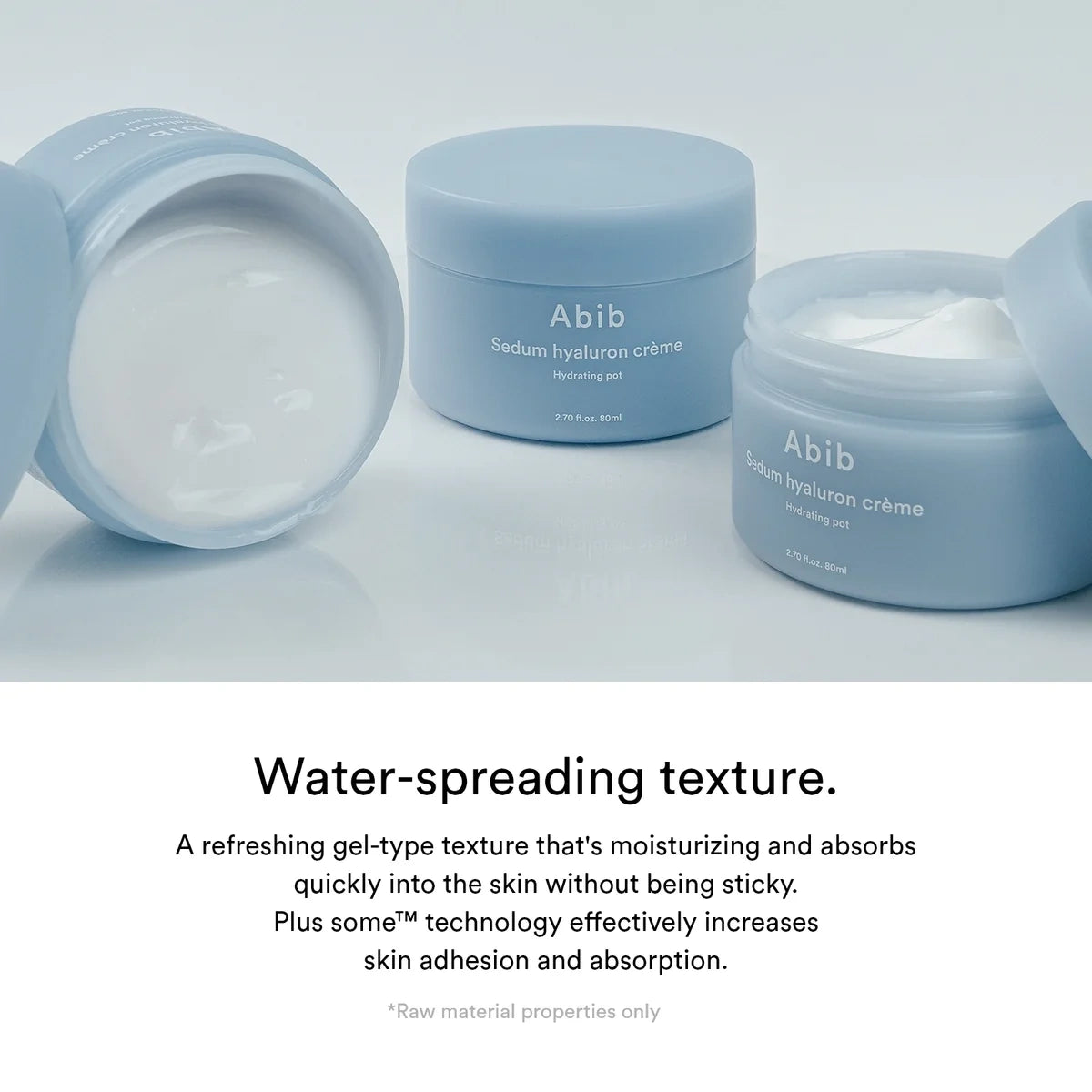 Abib Sedum Hyaluron Cream Hydrating Pot 80 ml — potes abertos e textura oficial