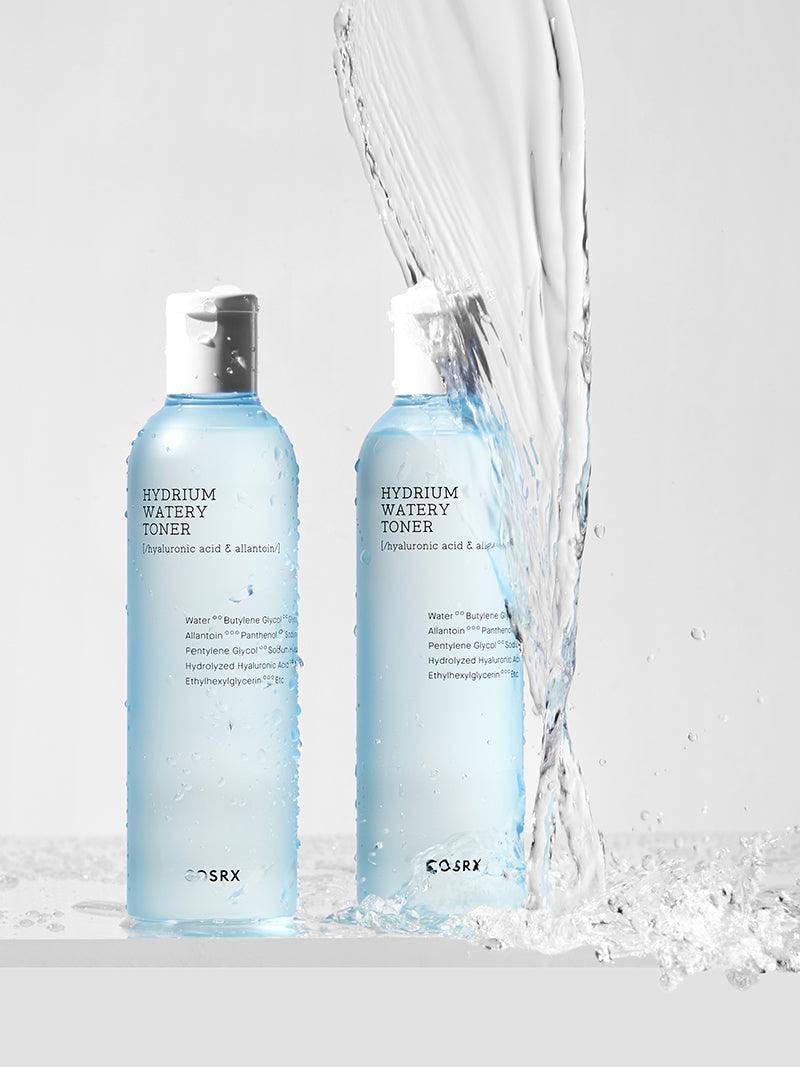COSRX Hydrium Watery Toner 280 ml — dois frascos oficiais com água
