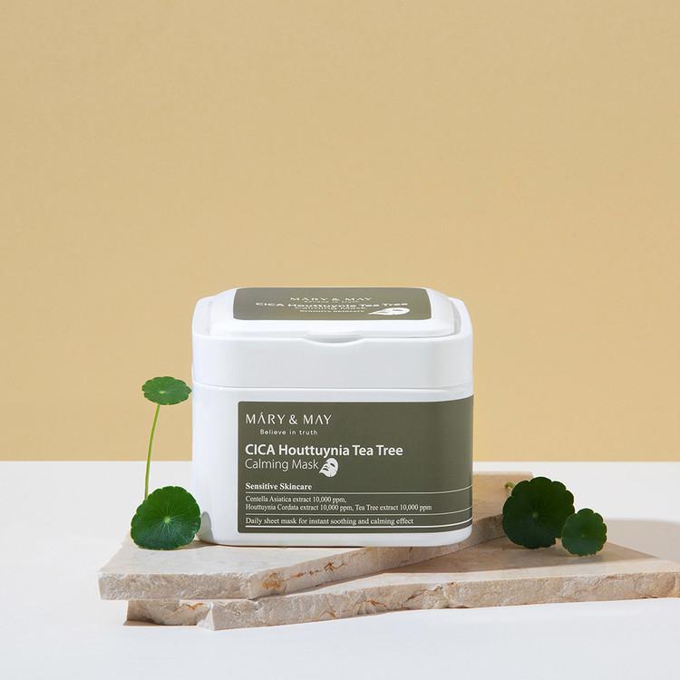 Mary&May Cica Houttuynia Cordata Tea Tree Calming — Máscara Facial 30 unidades