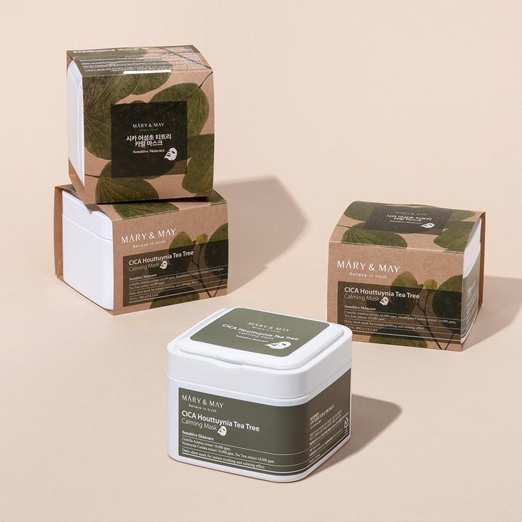 Mary&May Cica Houttuynia Cordata Tea Tree Calming — Máscara Facial 30 unidades