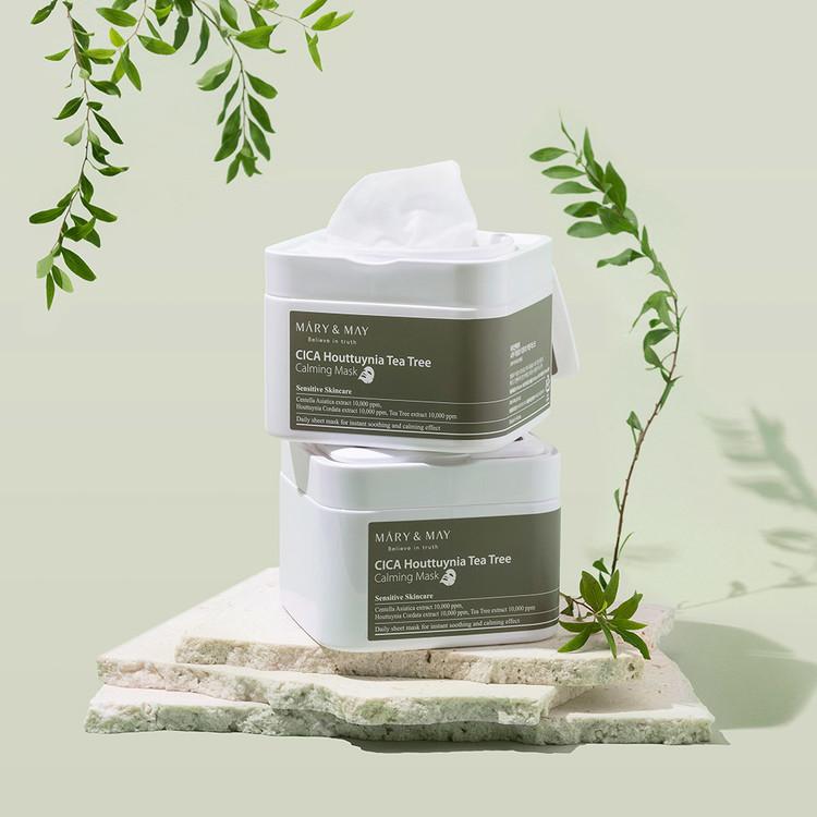 Mary&May Cica Houttuynia Cordata Tea Tree Calming — Máscara Facial 30 unidades