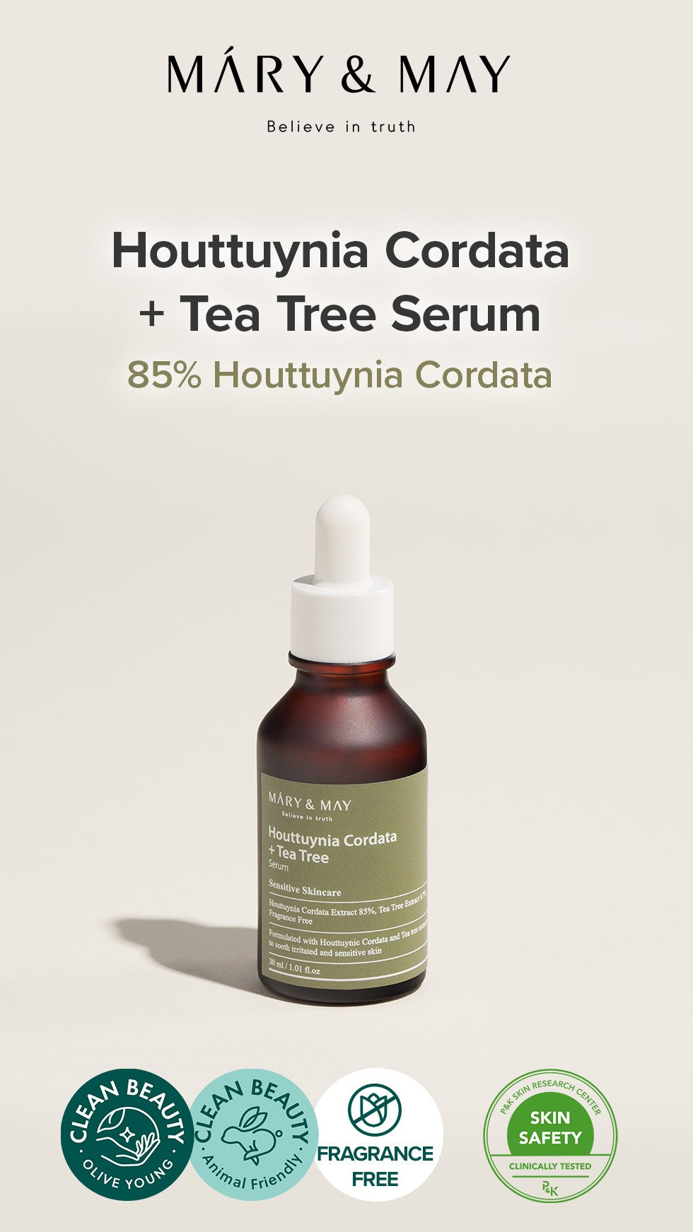 Mary&May Houttuynia Cordata + Tea Tree — Sérum Facial 30 ml