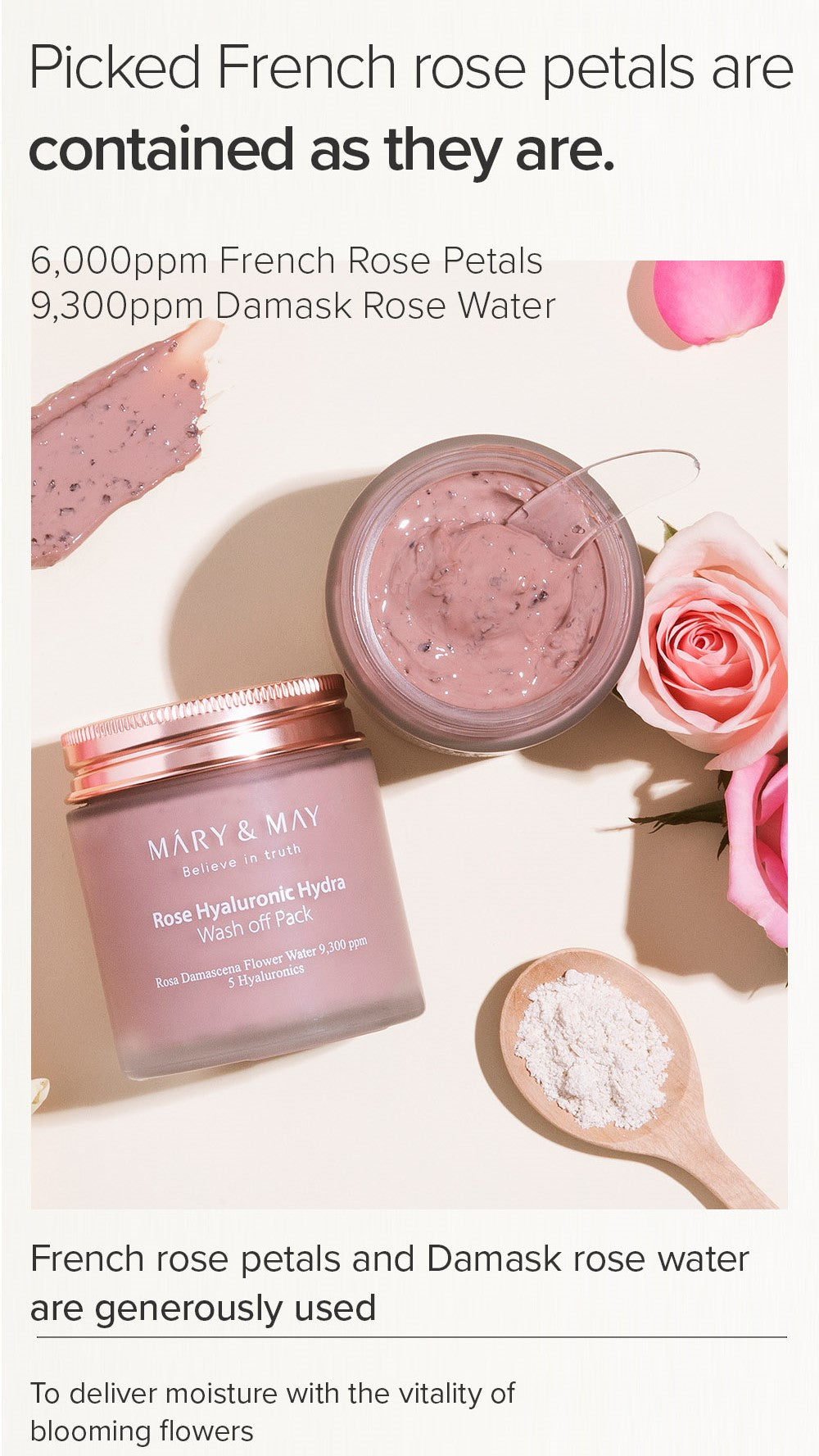 Mary&May Rose Hyaluronic Hydra Wash Off Pack — Máscara Facial 125 g