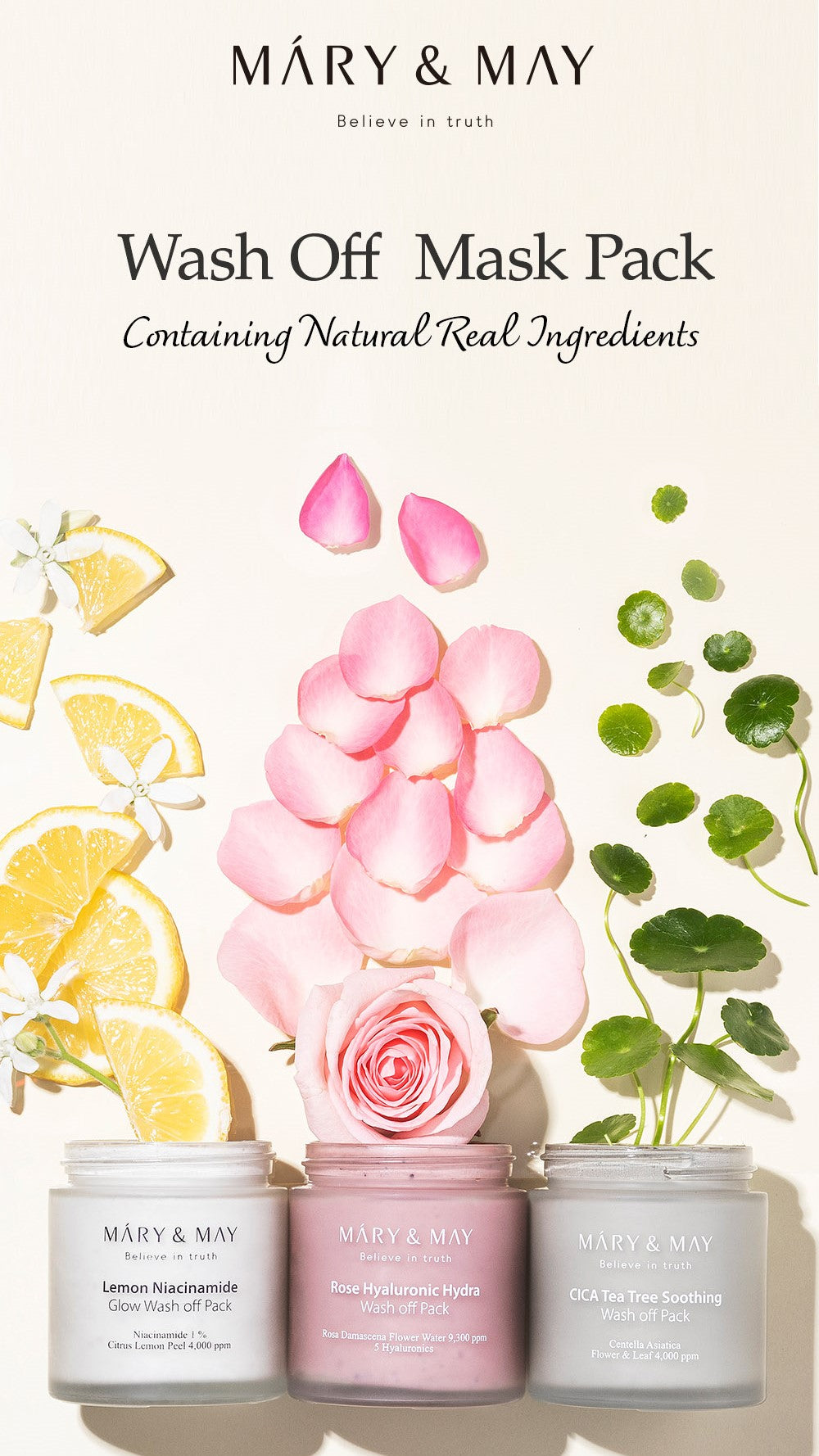 Mary&May Rose Hyaluronic Hydra Wash Off Pack — Máscara Facial 125 g