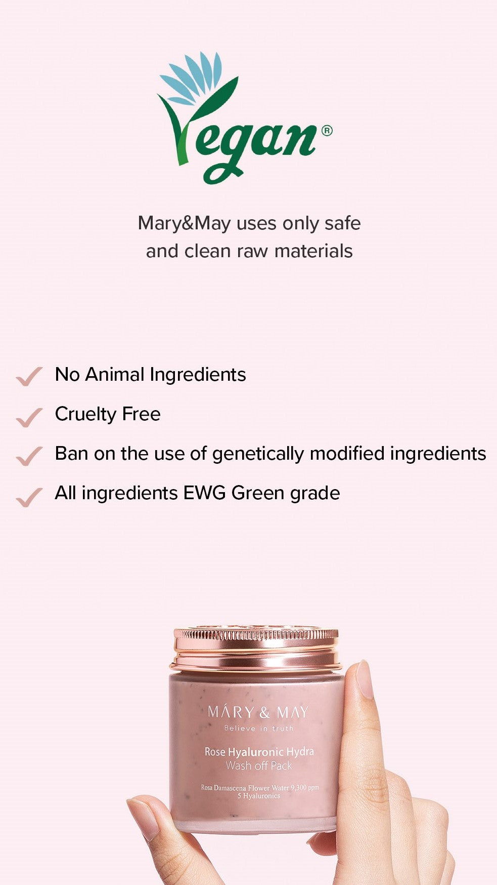 Mary&May Rose Hyaluronic Hydra Wash Off Pack — Máscara Facial 125 g