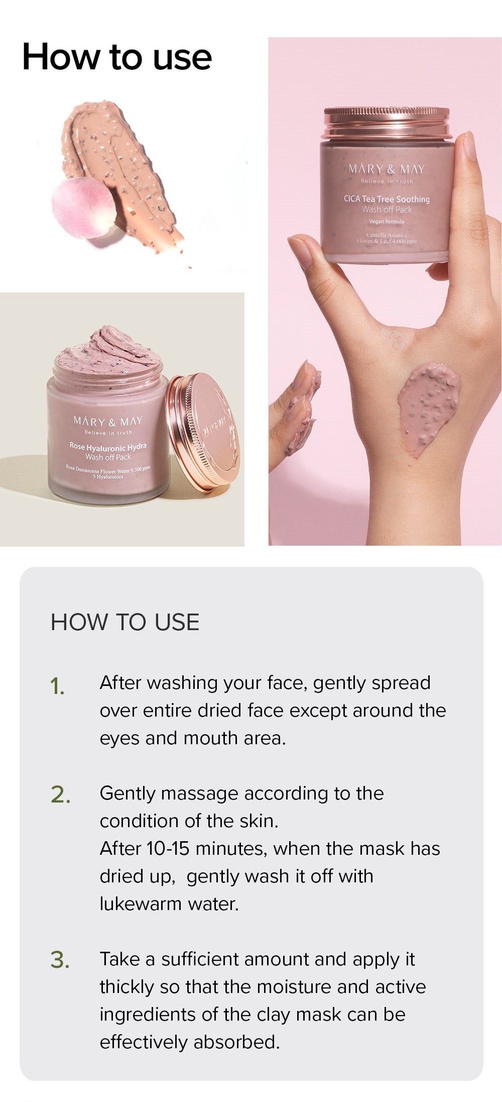 Mary&May Rose Hyaluronic Hydra Wash Off Pack — Máscara Facial 125 g