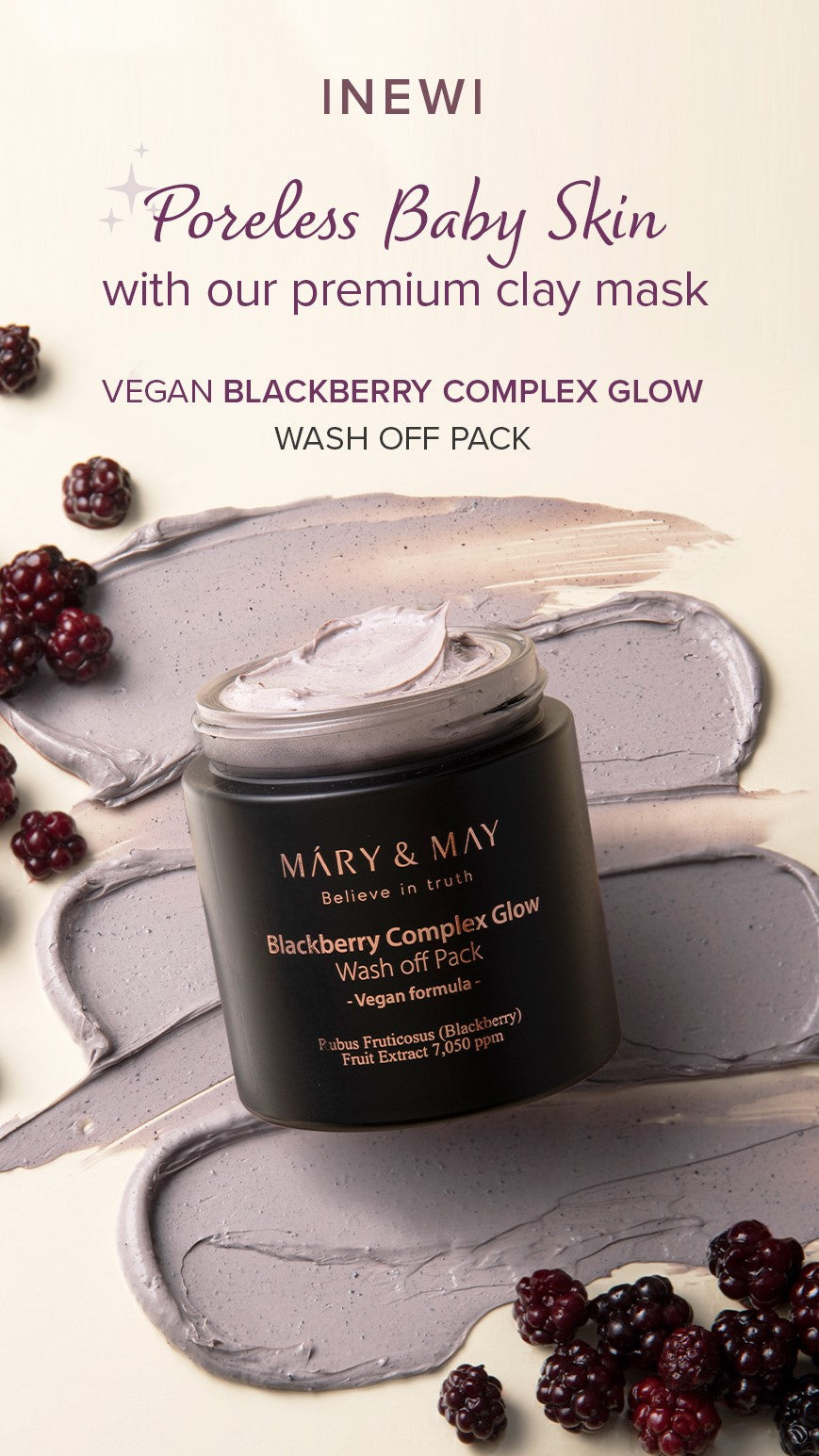 Mary&May Blackberry Complex Glow — Máscara Facial de Enxágue 125 g