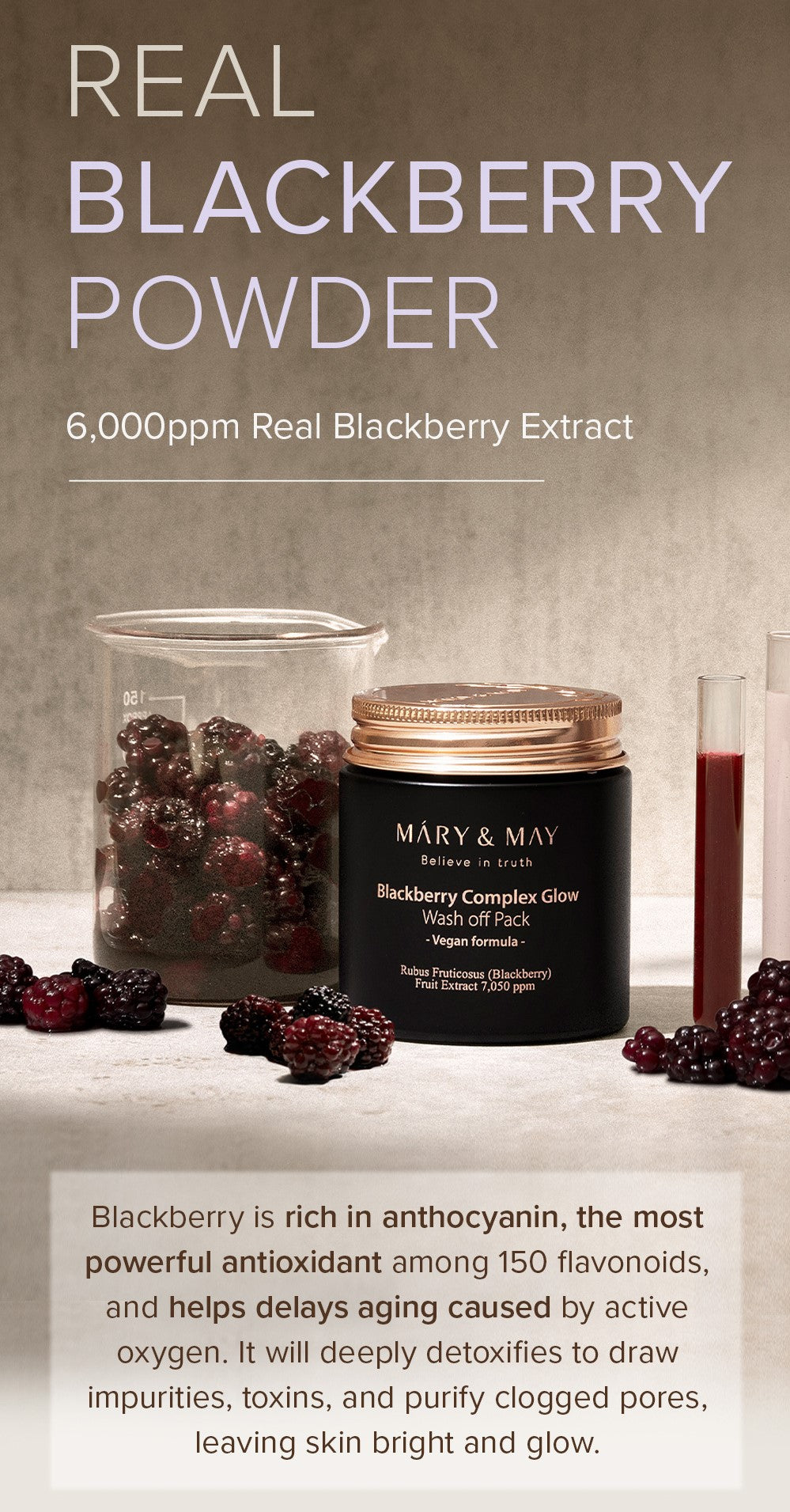 Mary&May Blackberry Complex Glow Wash Off — Máscara Facial 125 g