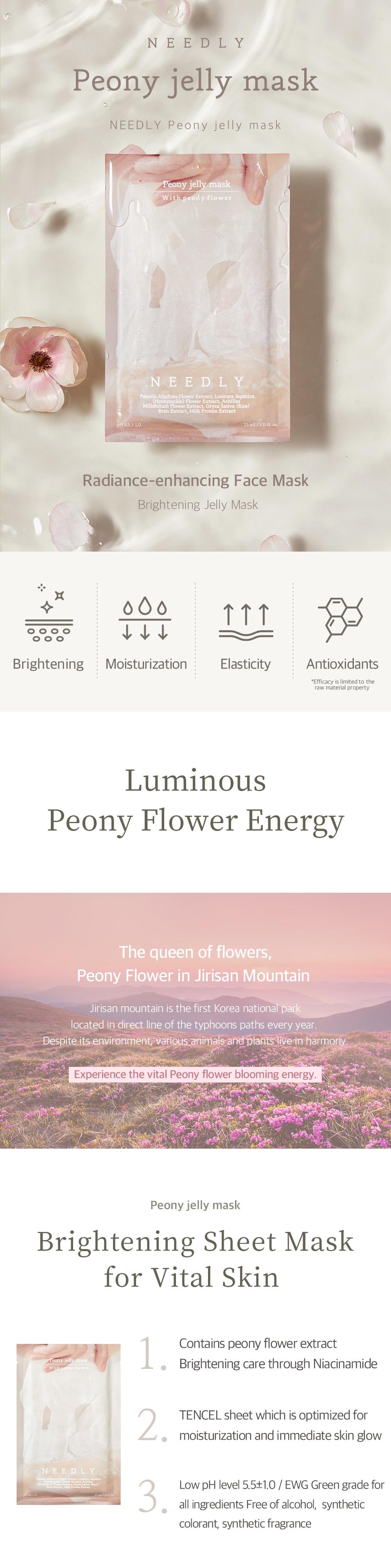 NEEDLY Peony Jelly Mask — Máscaras Faciais 10 Unidades de 33 ml