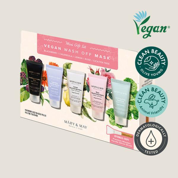 Mary&May Vegan Wash Off Mask Mini Set — Máscara Facial 5 × 30 g