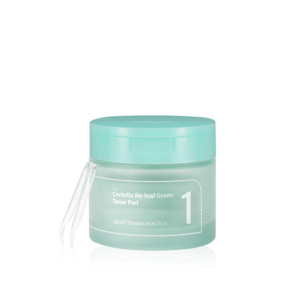numbuzin No.1 Centella Re-Leaf Green Toner — Discos Faciais 190 ml (70 un)