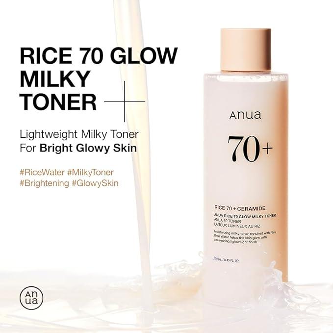 Anua Rice 70 Glow Milky Toner — Tônico Facial Leitoso 250 ml