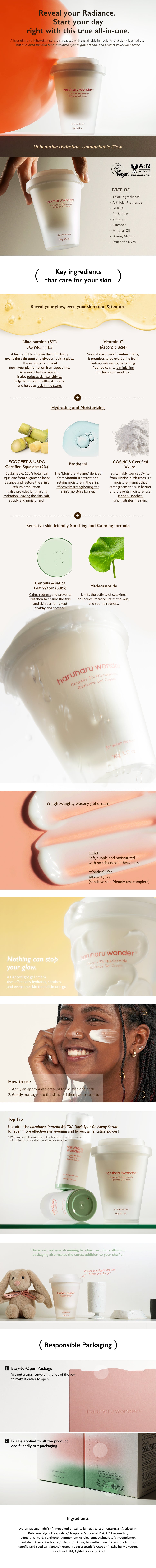 Haruharu Wonder Centella 5% Niacinamide Radiance Gel Cream — Creme Facial 90 g