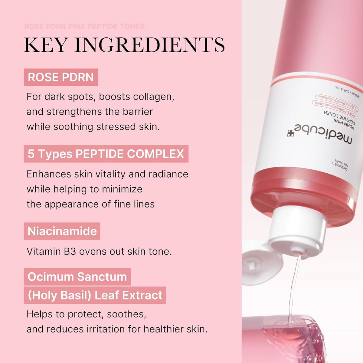 Medicube PDRN Pink Cica — Tônico facial calmante 250 ml