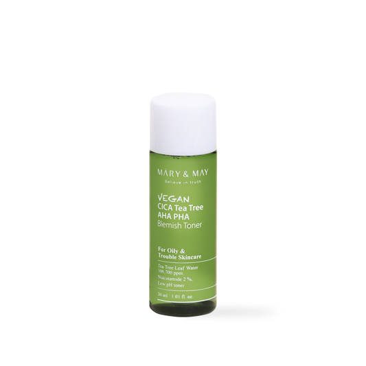 Mary and May Vegan CICA Tea Tree AHA PHA Blemish Toner — Tônico Facial 30 ml