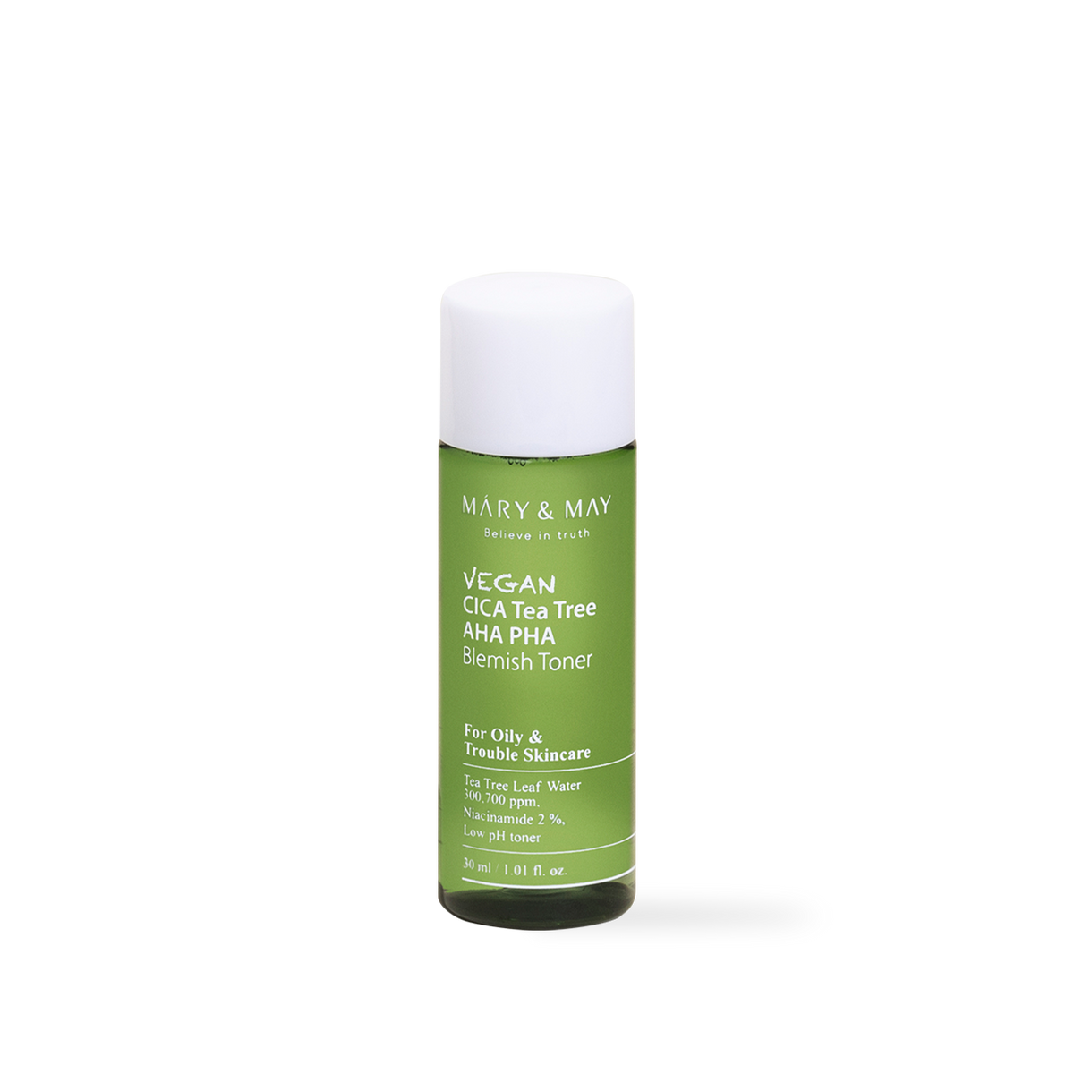 Mary&May Vegan CICA Tea Tree AHA PHA Blemish Toner — Tônico Facial 30 ml (Miniatura)