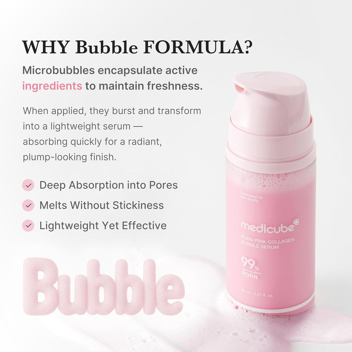 Medicube PDRN Pink Collagen Bubble — Sérum facial