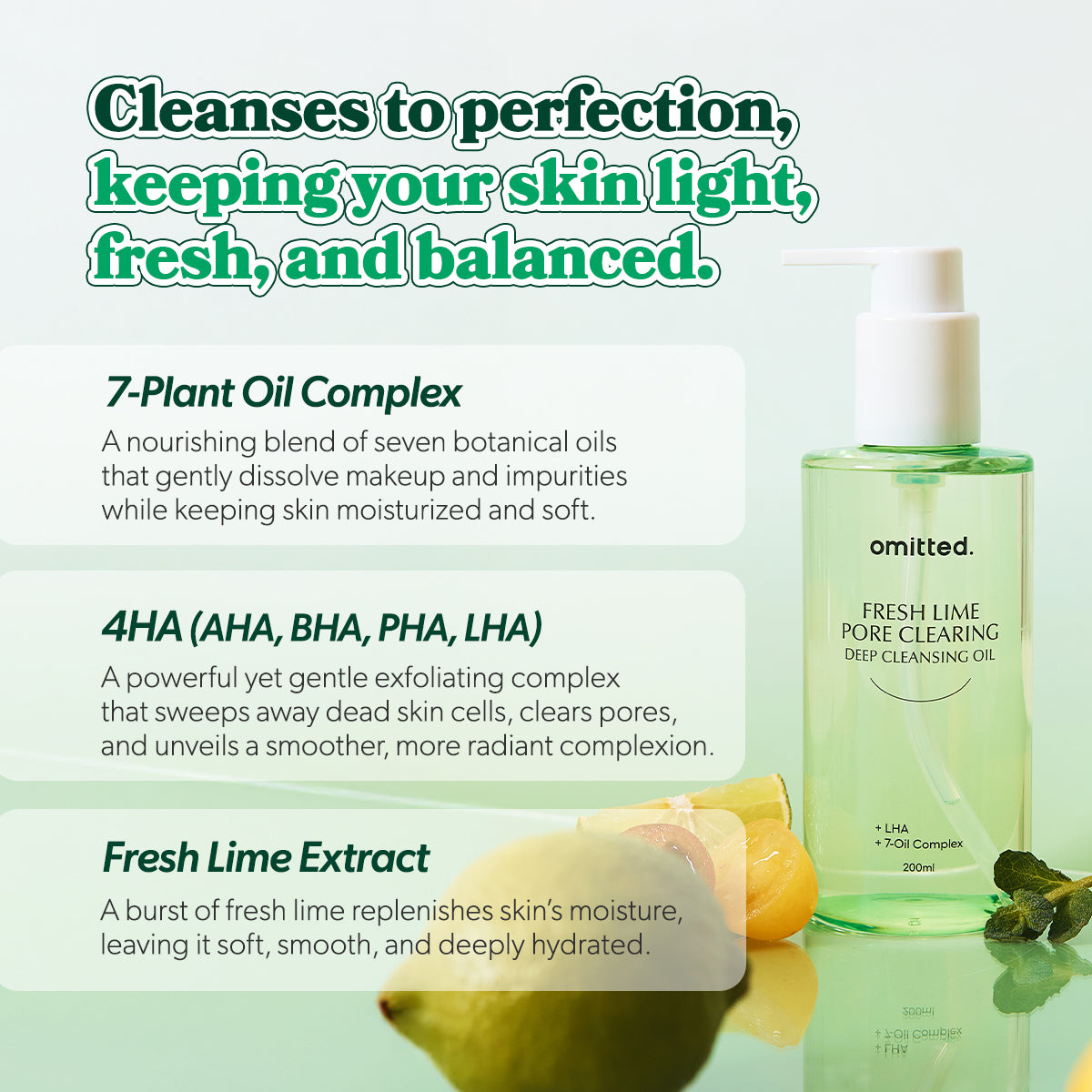 Omitted Fresh Lime — Óleo de Limpeza Facial 200 ml