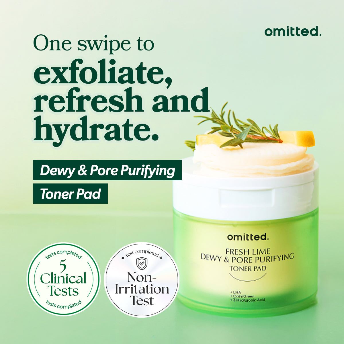 Omitted Fresh Lime — Discos Tônicos Faciais, 70 unidades