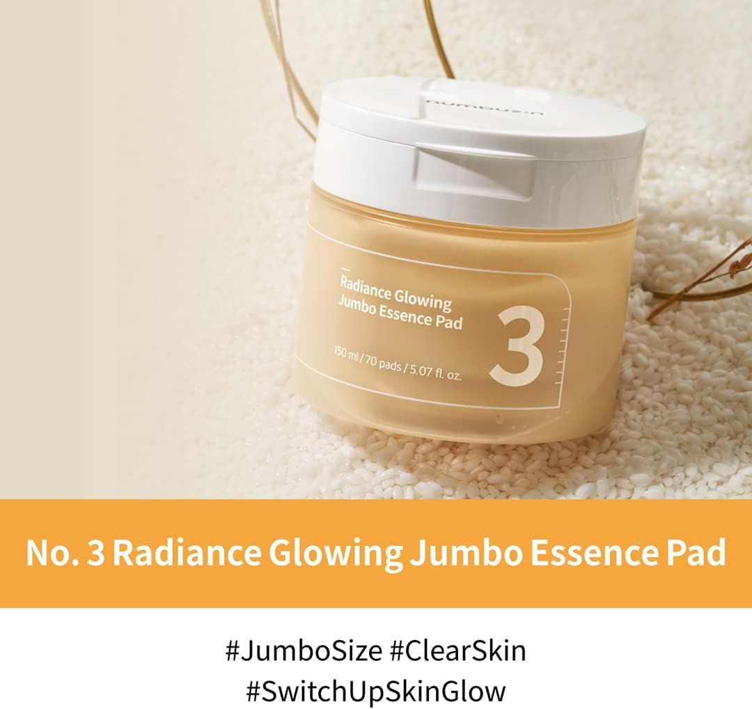 numbuzin No.3 Radiance Glowing Jumbo Essence Pad — 70 Pads / 150 ml — foto oficial da marca