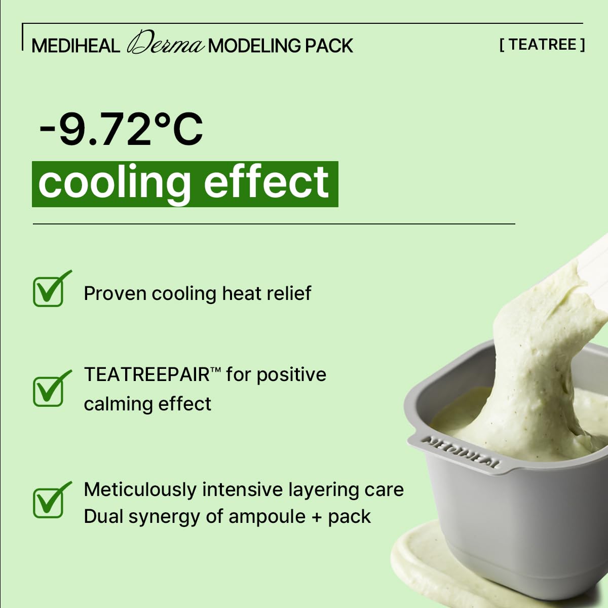 Mediheal Derma Modeling Pack Teatree Calming — Pó 28 g + ampola 2 ml — foto oficial da marca
