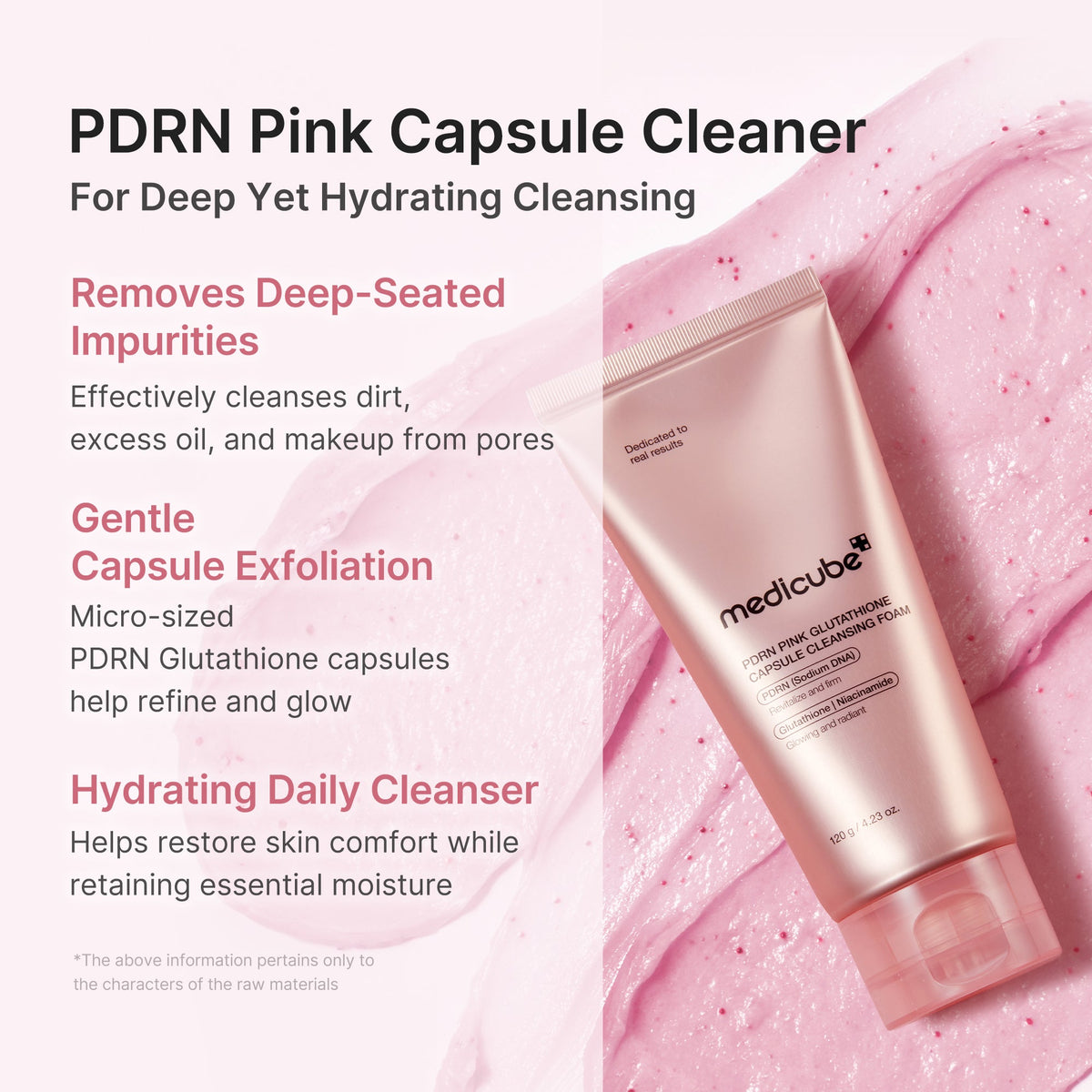 Medicube PDRN Pink Glutathione Capsule Cleansing Foam — 120 g — foto oficial da marca