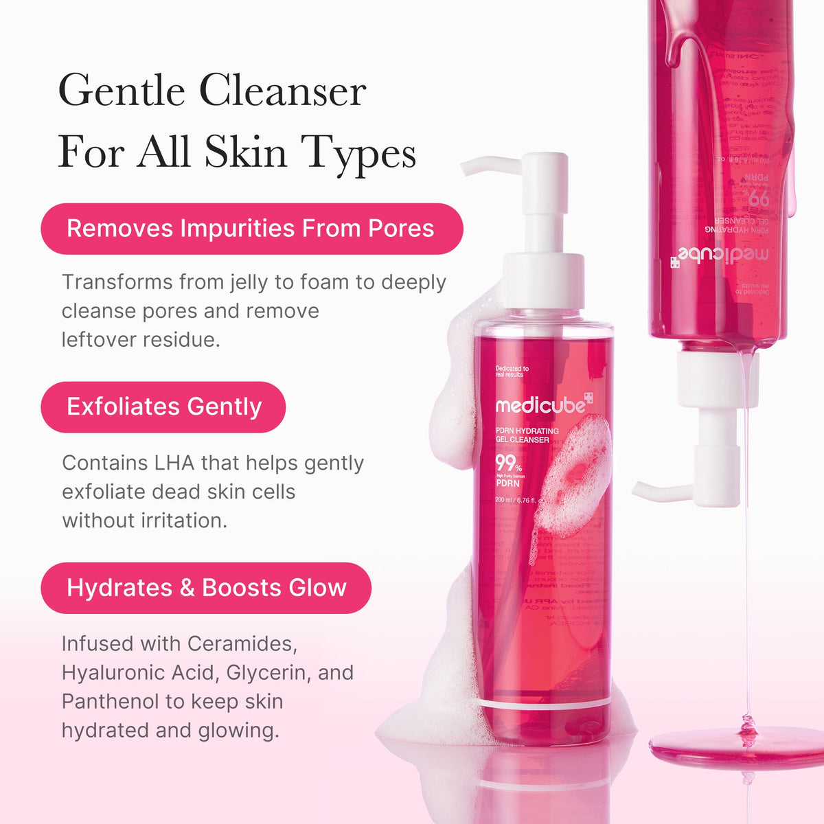 Medicube PDRN Pink — Gel de limpeza facial — foto oficial da marca