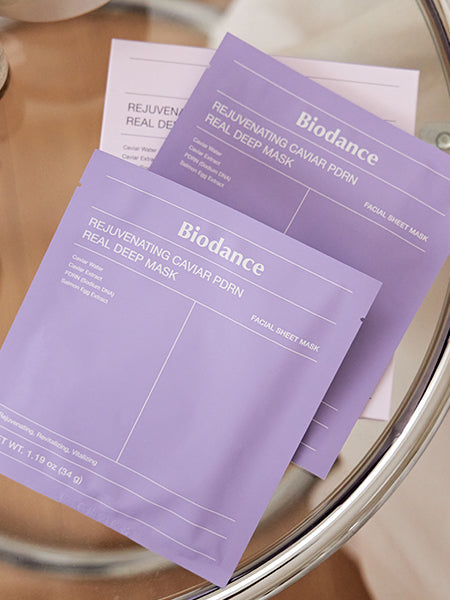 Biodance Caviar PDRN Real Deep Mask — Máscara facial de hidrogel, 34 g por folha (caixa com 4)