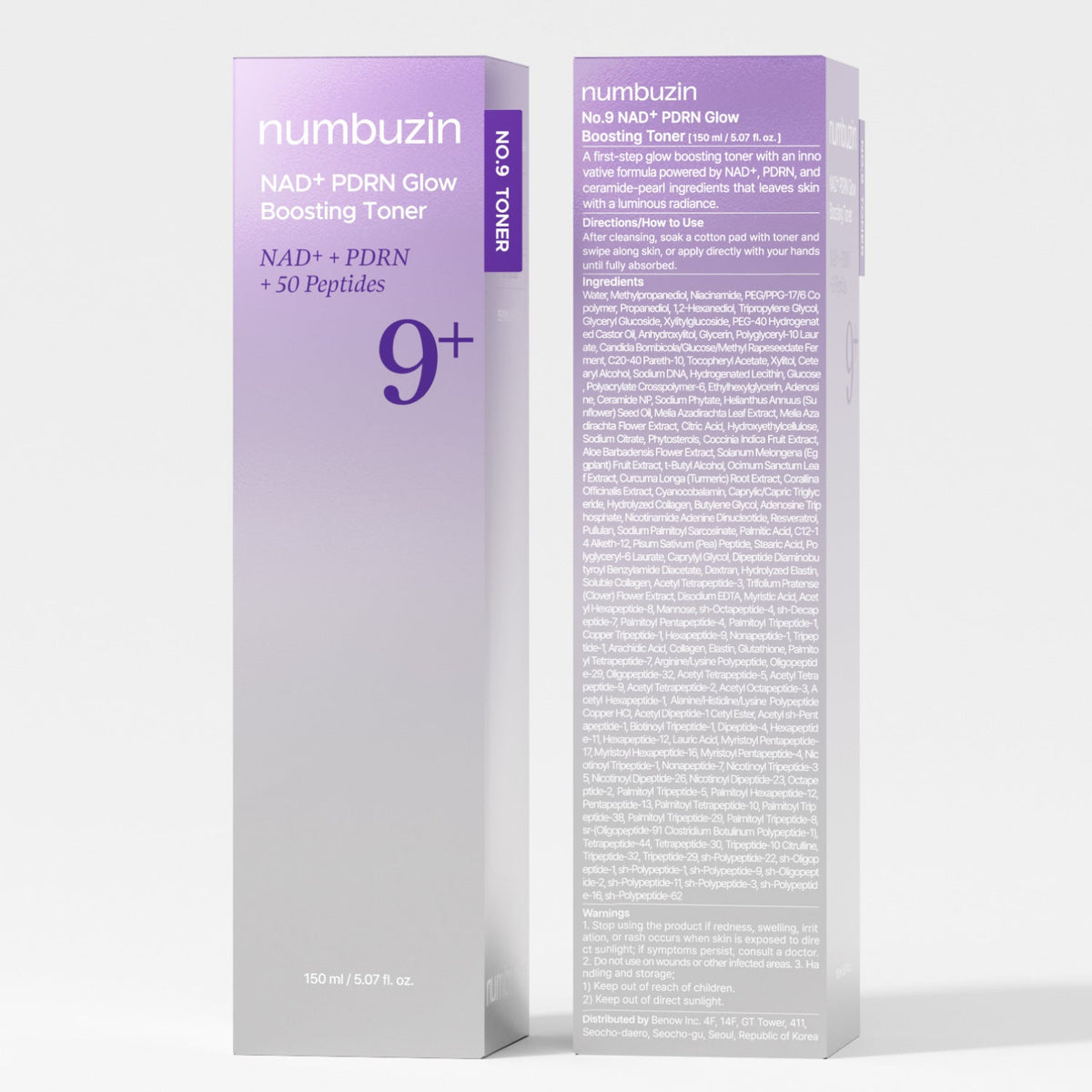 numbuzin No.9 NAD+ PDRN Glow — Tônico facial, 150 ml
