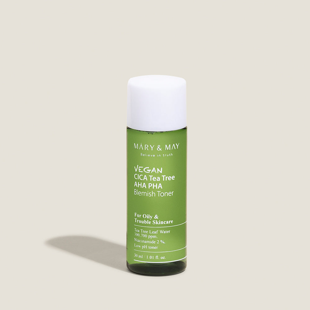 Mary&May Vegan CICA Tea Tree AHA PHA Blemish Toner — Tônico Facial 30 ml (Miniatura)