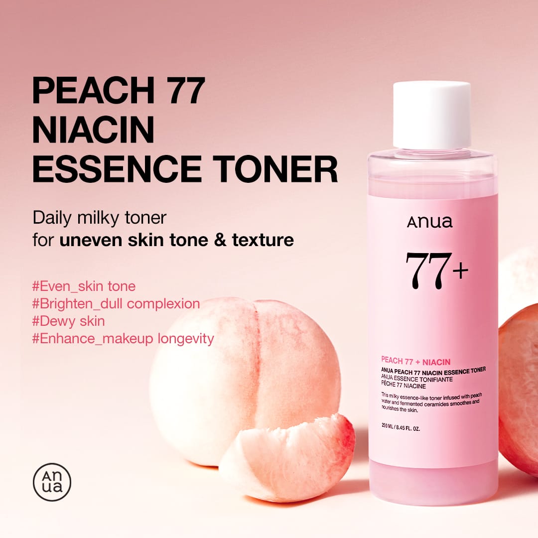 Anua PEACH 77 NIACIN ESSENCE TONER — Tônico facial 250 ml — foto oficial da marca