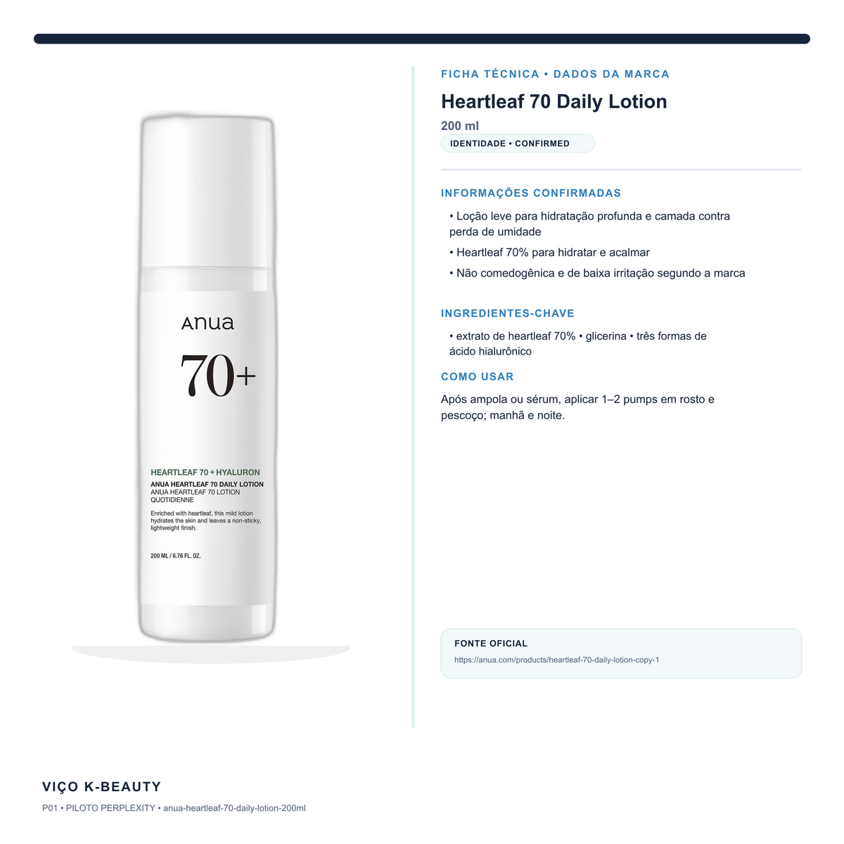 Anua Heartleaf 70 Daily Lotion — Loção Hidratante Facial 200 ml