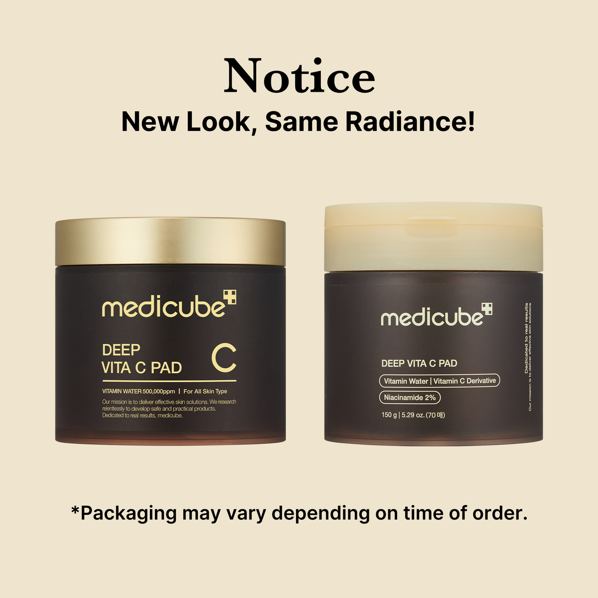Medicube Deep Vita C Pads — 70 Discos, 150 g — foto oficial da marca