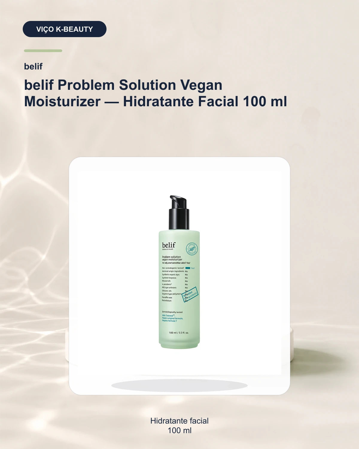 belif Problem Solution Vegan Moisturizer — Hidratante Facial 100 ml