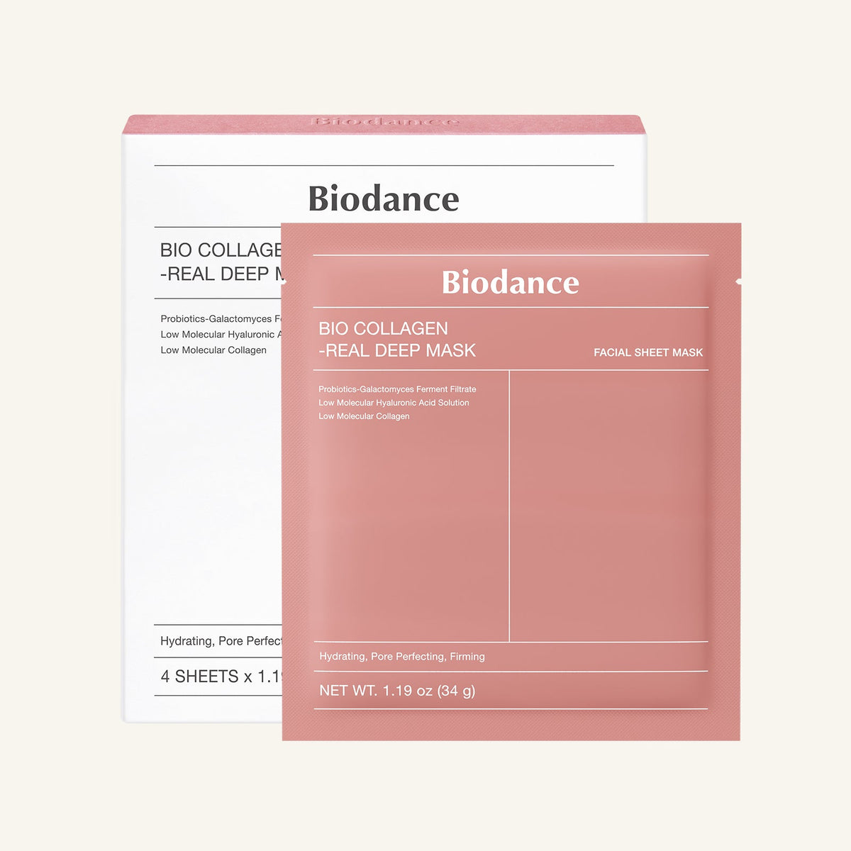 Biodance Bio-Collagen Real Deep Mask — Máscara facial de hidrogel, 34 g por folha