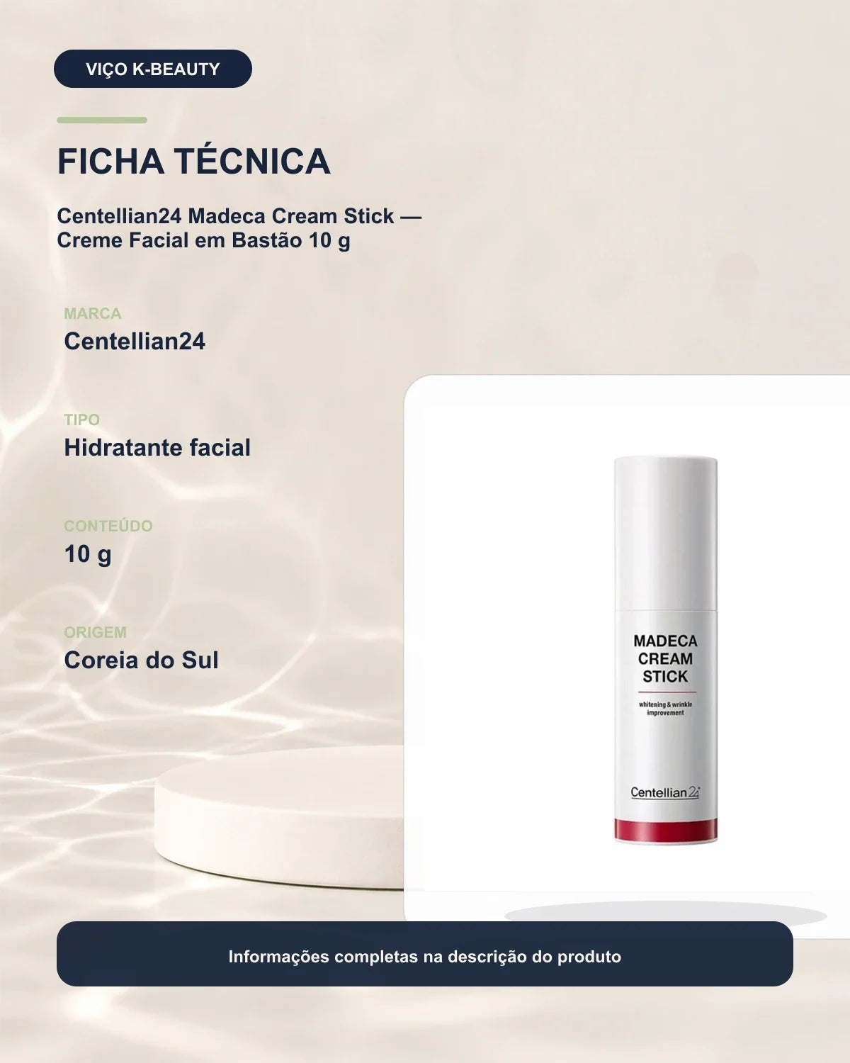 Centellian24 Madeca Cream Stick — Creme Facial em Bastão 10 g