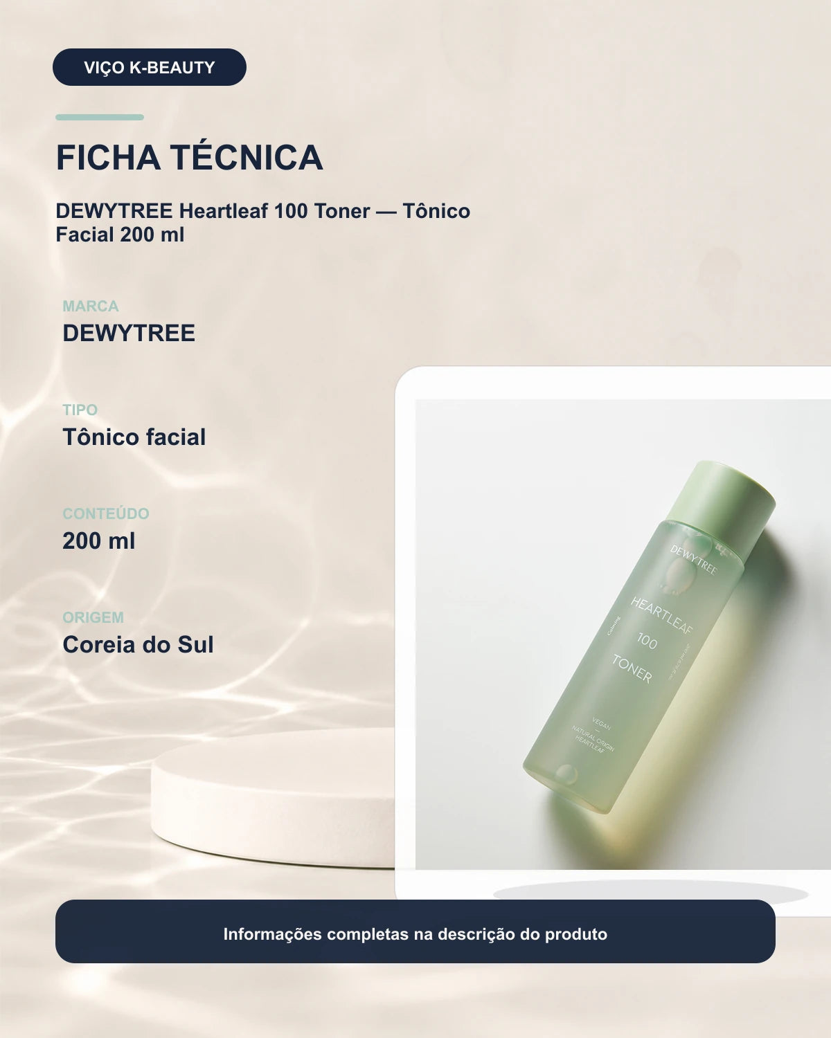 DEWYTREE Heartleaf 100 Toner — Tônico Facial 200 ml