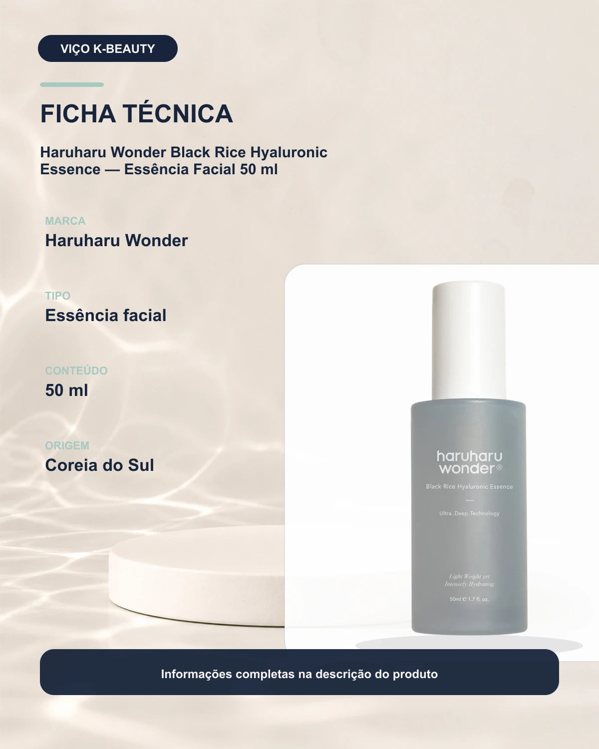 Haruharu Wonder Black Rice Hyaluronic Essence — Essência Facial 50 ml