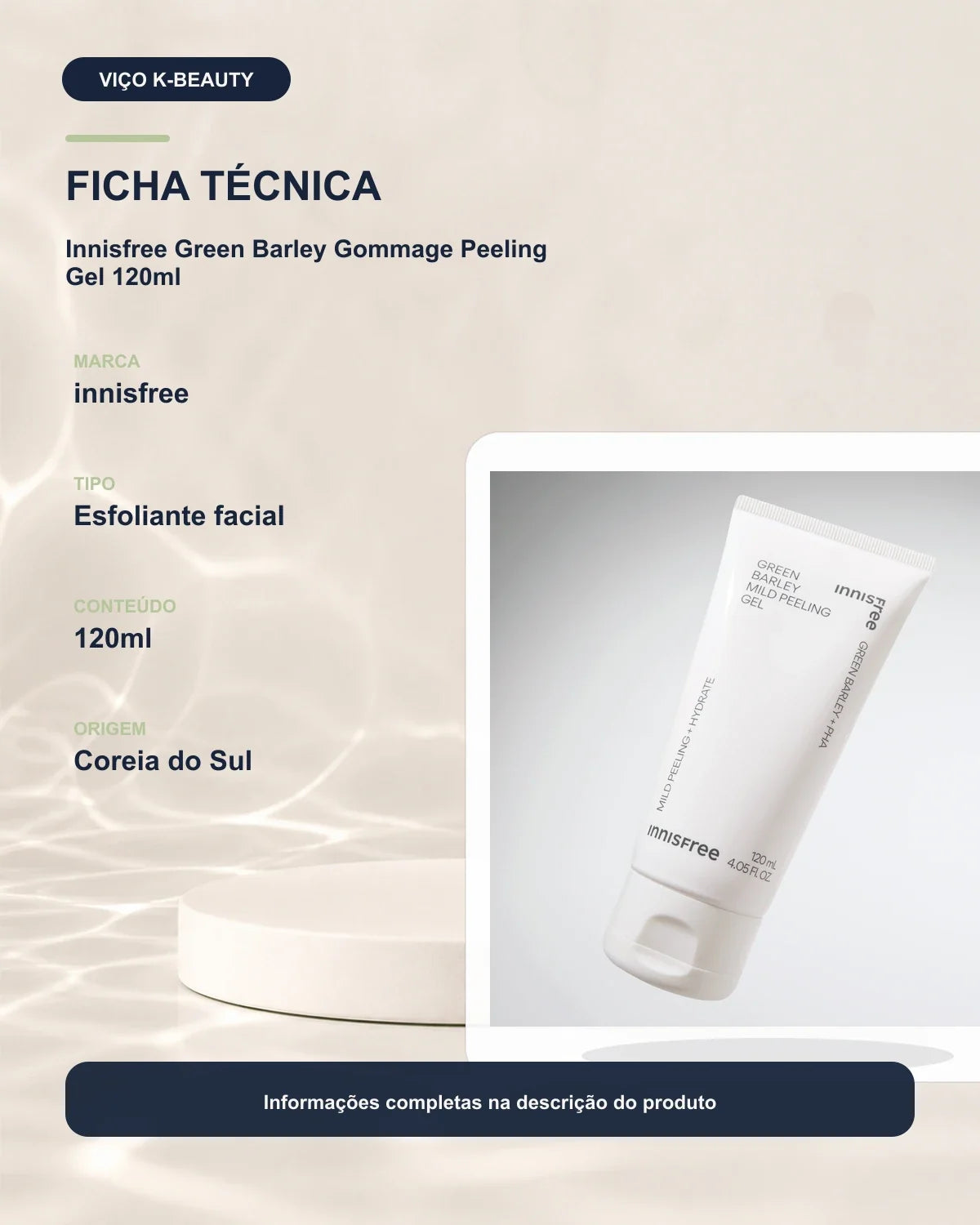 innisfree Green Barley Mild Peeling Gel — Gel esfoliante facial 120 ml