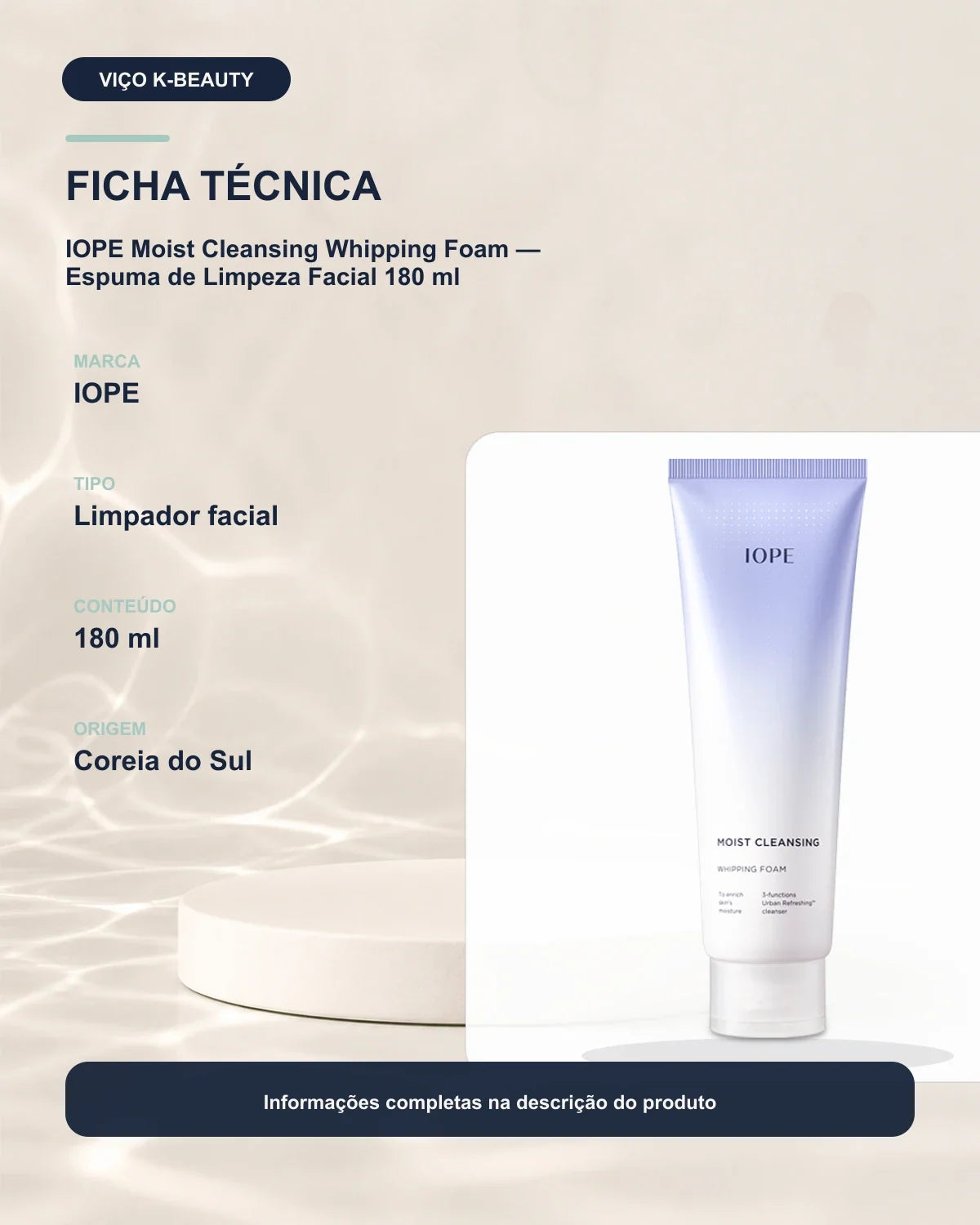 IOPE Moist Cleansing Whipping Foam — Espuma de Limpeza Facial 180 ml