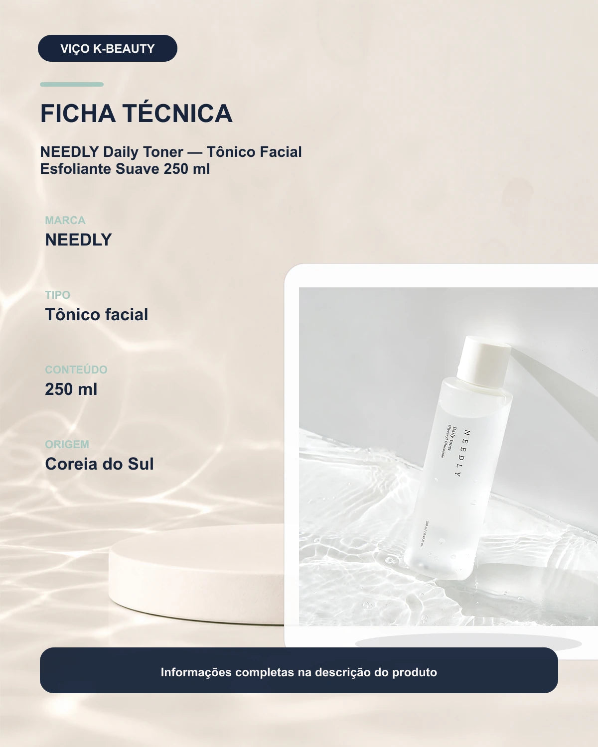 NEEDLY Daily Toner — Tônico Facial Esfoliante Suave 250 ml