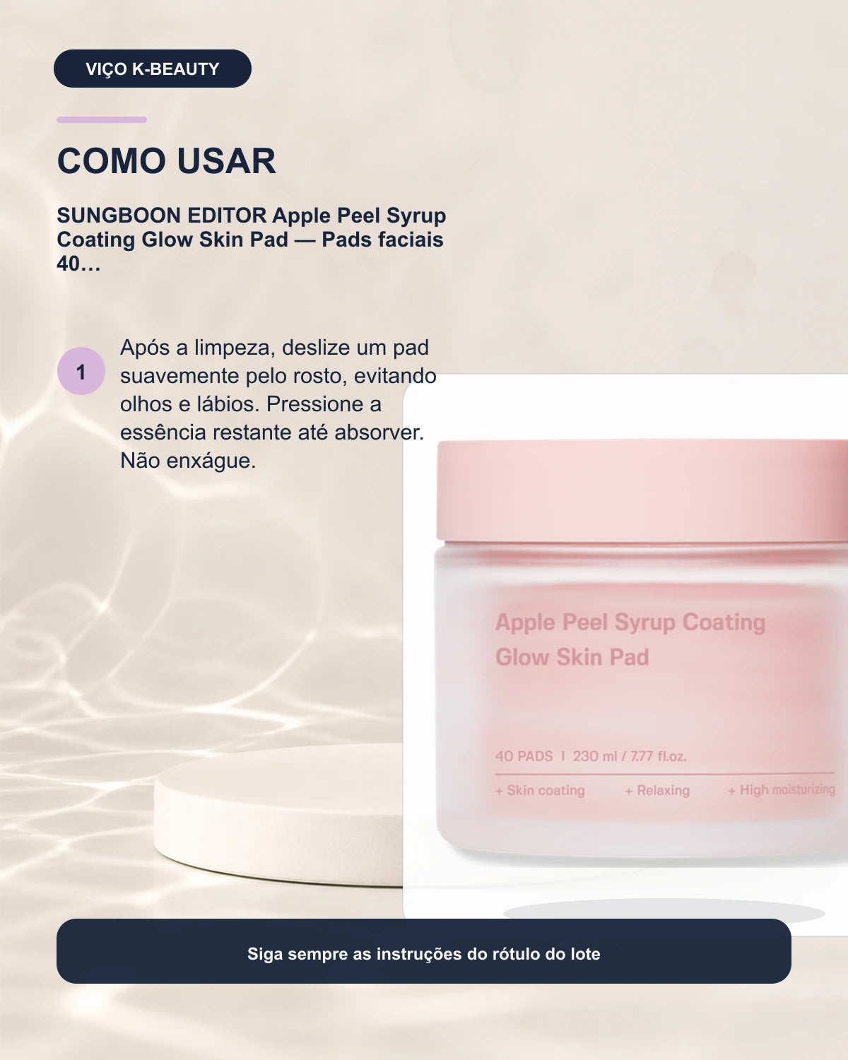 SUNGBOON EDITOR Apple Peel Syrup Coating Glow Skin Pad — Pads faciais 40 unidades / 230 ml